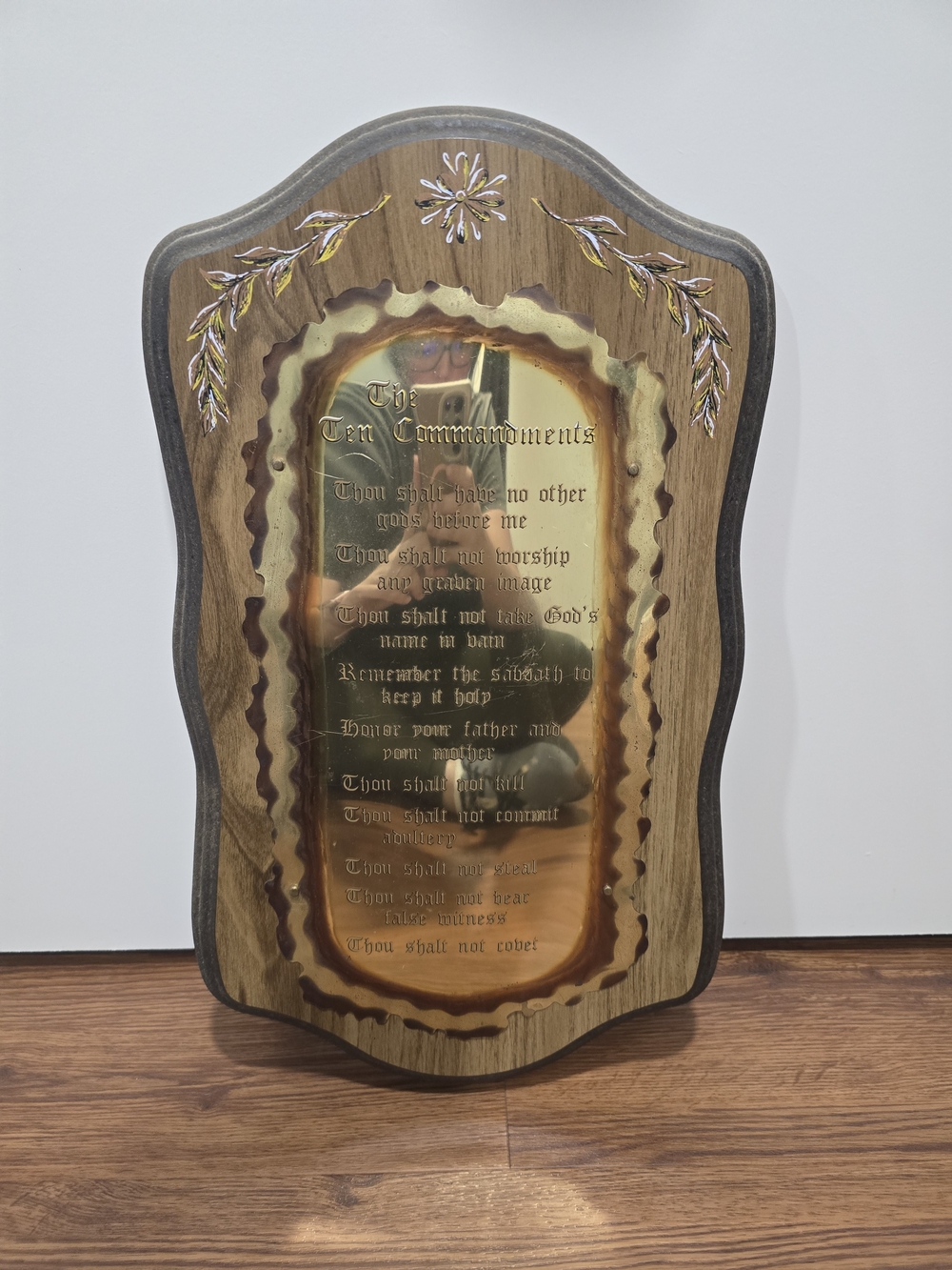 Ten Commandments Decorative Wall Plaque in Brown and Gold